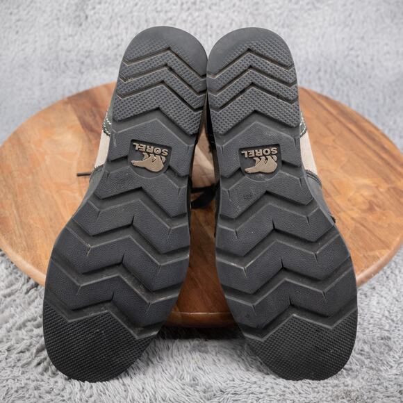 Sorel Carly Lace Up Leather and Canvas Moto Buckle Boots 6.5 - Picture 8 of 10